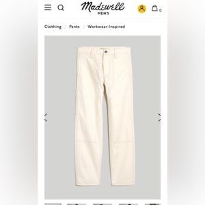 NWT Madewell Relaxed Straight Workwear Pants Size 31